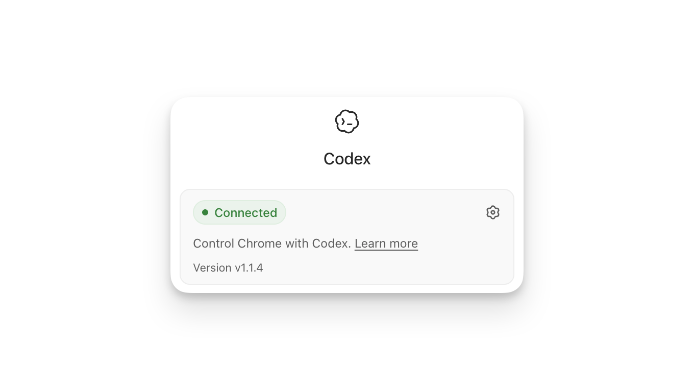 Codex Chrome extension 顯示 Connected 的官方畫面